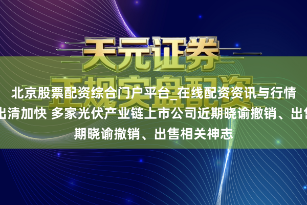 北京股票配资综合门户平台_在线配资资讯与行情汇总 产能出清加快 多家光伏产业链上市公司近期晓谕撤销、出售相关神志