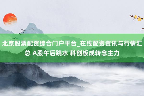 北京股票配资综合门户平台_在线配资资讯与行情汇总 A股午后跳水 科创板成转念主力