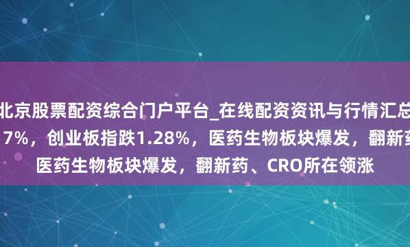 北京股票配资综合门户平台_在线配资资讯与行情汇总 午评：沪指涨0.17%，创业板指跌1.28%，医药生物板块爆发，翻新药、CRO所在领涨